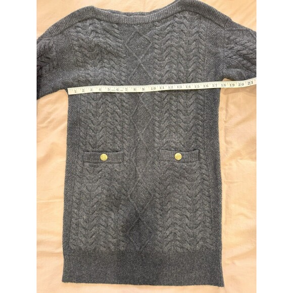 J.Crew Womens S Charcoal Wool Alpaca Boat Neck Relaxed Cable Knit Sweater Dress - Picture 7 of 8